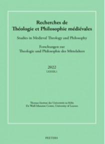 Recherches De Theologie Et Philosophie Medievales